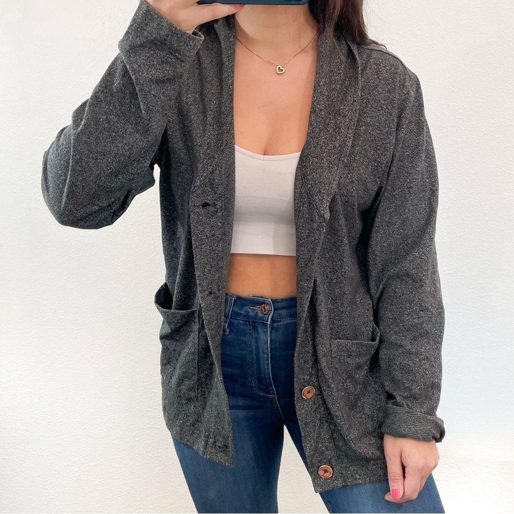 Gray button cardigan